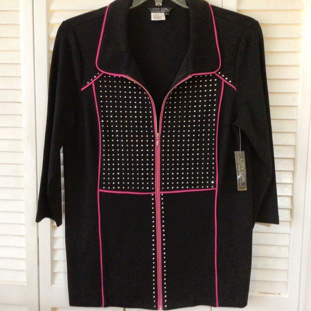 Ladies Studded Jacket size L by Nancy Bolen New with Tags